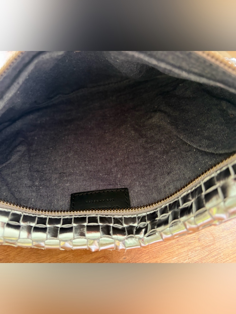 Clare V. Grande Fanny Woven Metallic Silver Crossbody Bag - Picture 13 of 16